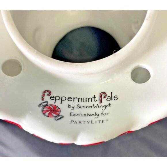 PartyLite Candle Jar Topper Candy Cane Peppermint Pals Christmas Holiday EUC RED - Picture 3 of 5